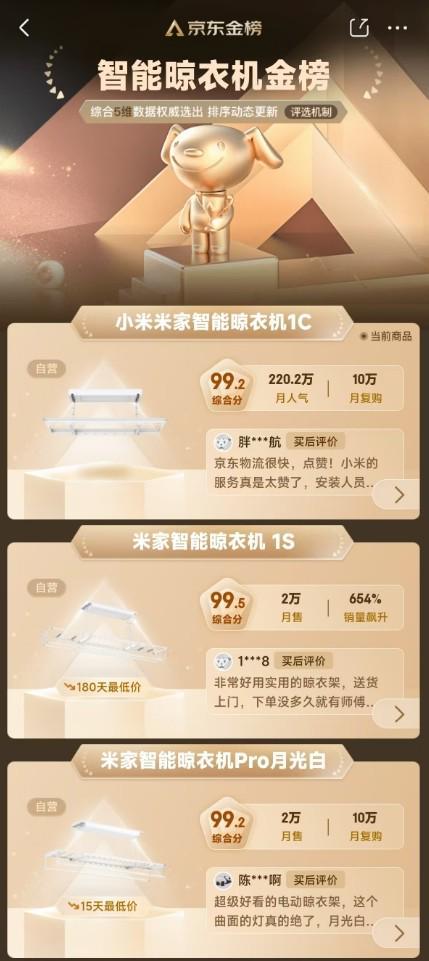 登顶京东双11智能晾衣架品牌榜TOP1K8凯发登录全渠道销额15亿小米晾衣机(图2)
